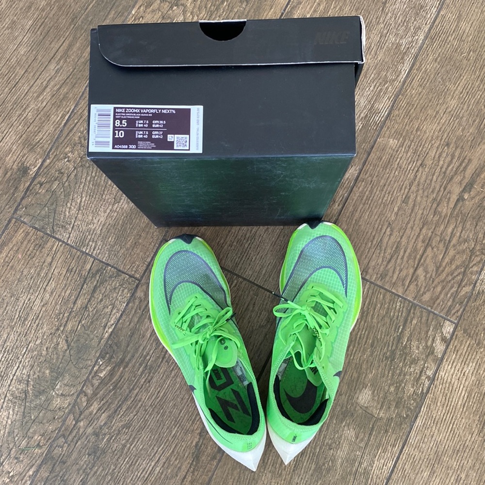 Nike Zoomx Vaporfly Next% Electric Green Sz. 8.5